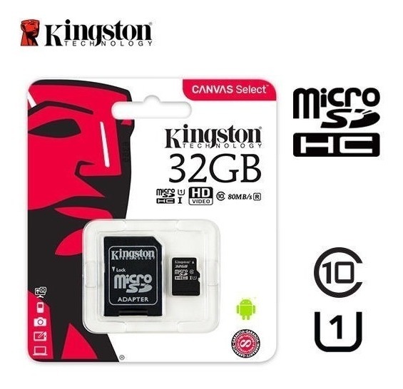 MEMORIA MICRO SD 32GB + ADAPTADOR KINGSTON CLASE 10 CANVAS